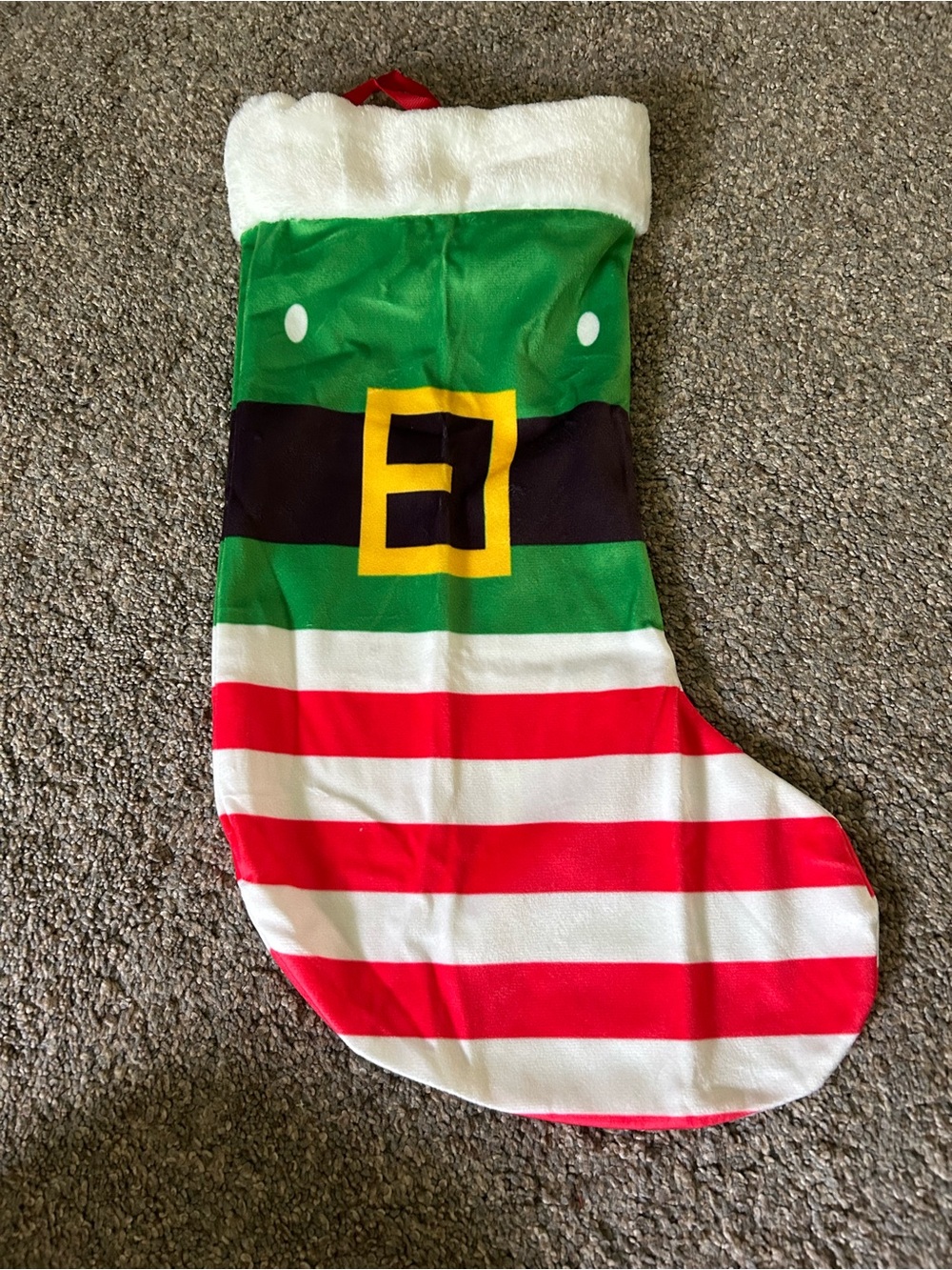 Kids Elf Stripe Christmas Stocking - Green, Red & White. Pack of 16